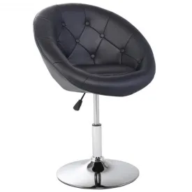 1 PC Modern Adjustable Swivel Round PU Leather Chair-Black