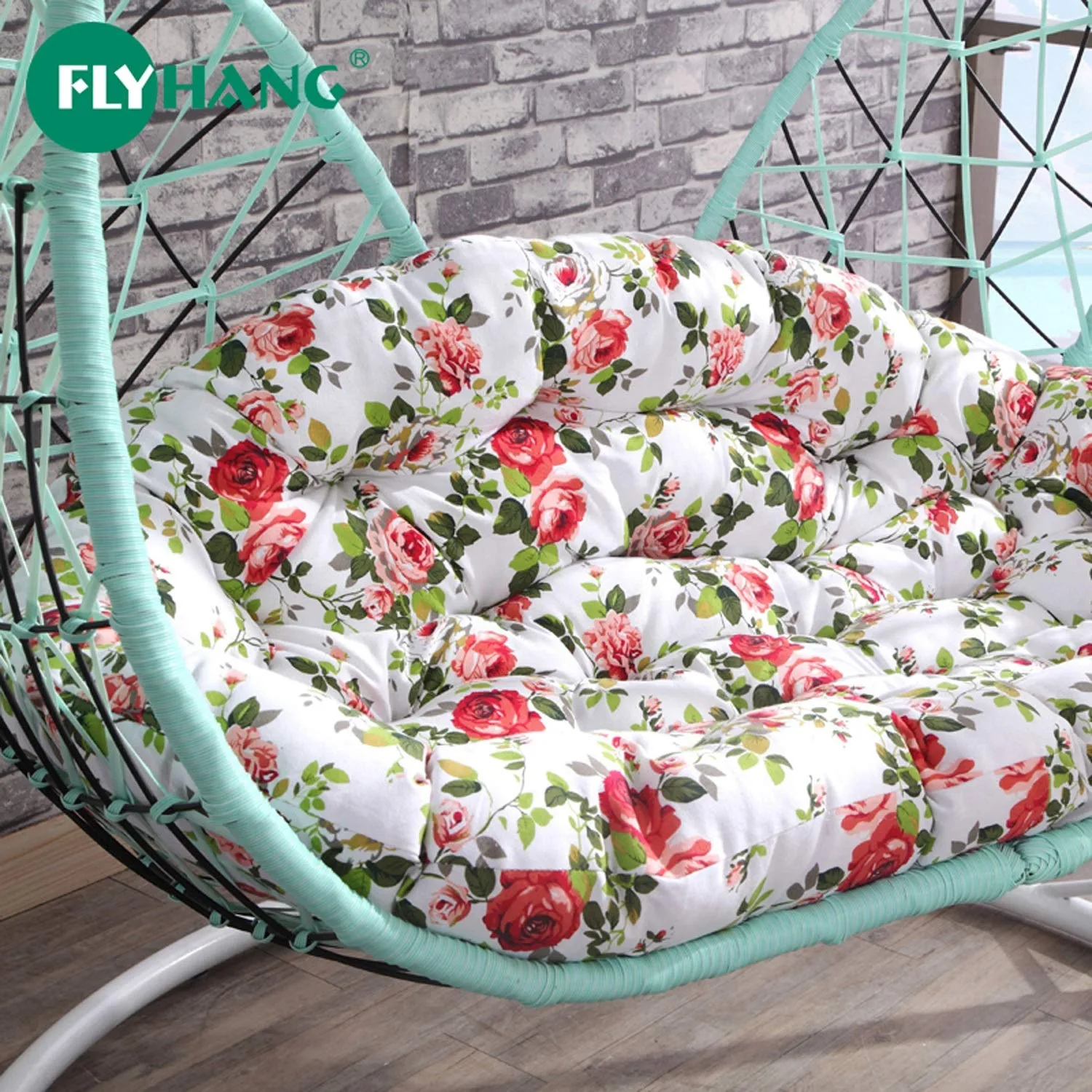 2-Person Outdoor Hanging Basket Chair, Home PE Rattan Egg-Shaped Hammock Chair Indoor Balcony Lunch Break Swing Chair to Send Cushion Bearing Weight 250KG