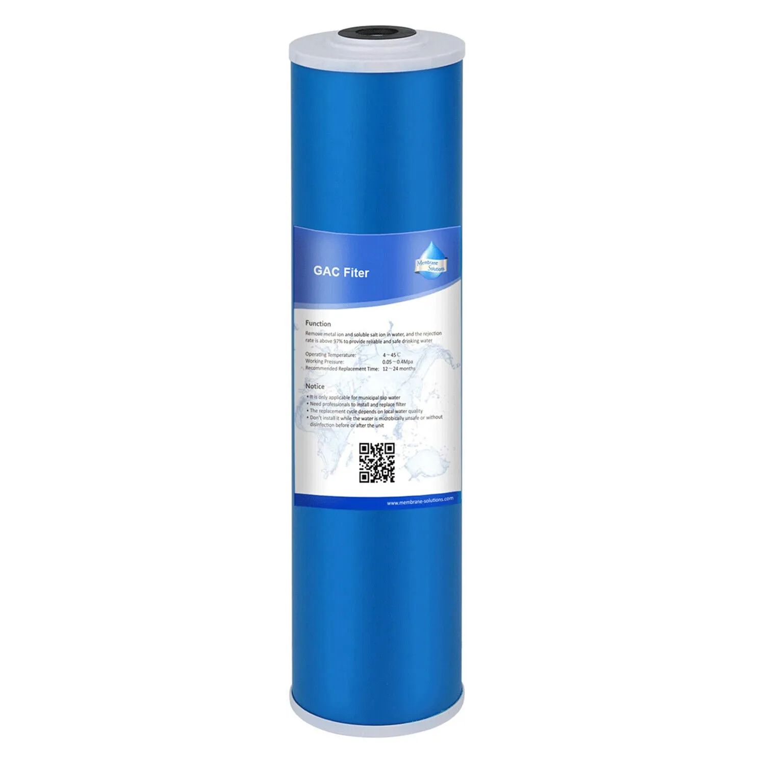 20"x4.5" 5 Micron Big Blue GAC Granular Carbon Water Filter Replacement