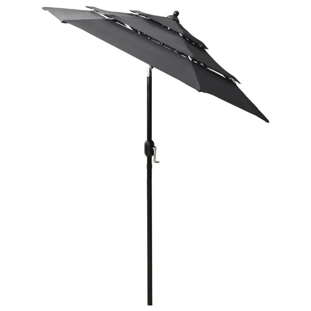 3-Tier Parasol with Aluminium Pole Anthracite 2 m