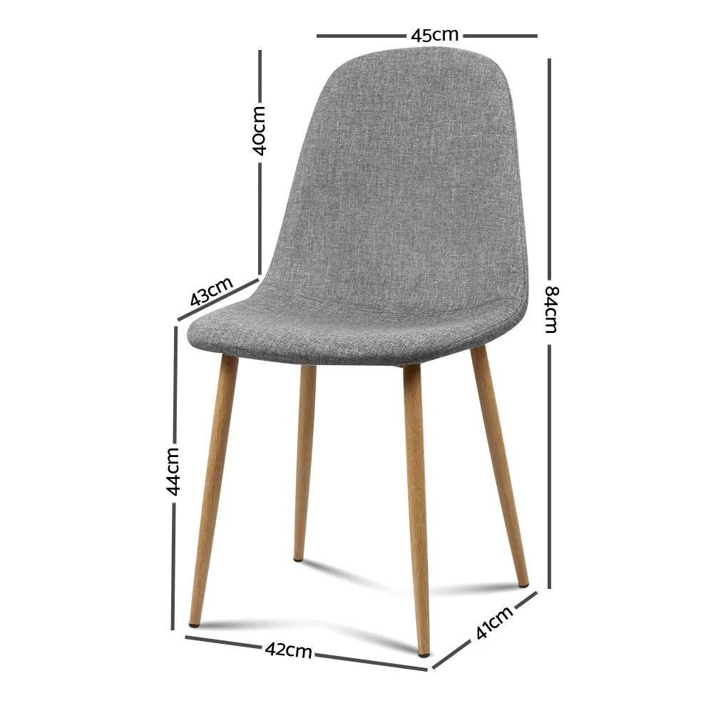 4x Adamas Fabric Dining Chairs - Light Grey