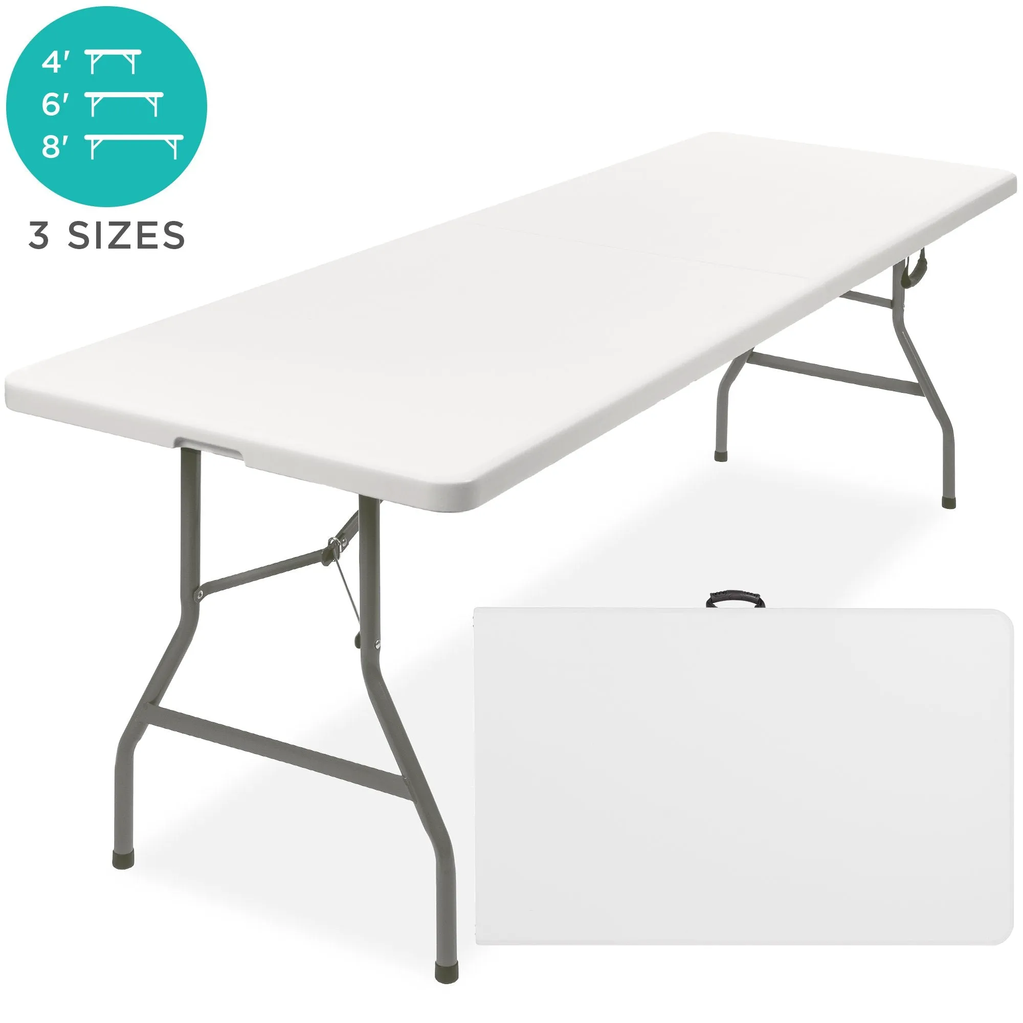 8ft Portable Folding Plastic Dining Table w/ Handle, Lock