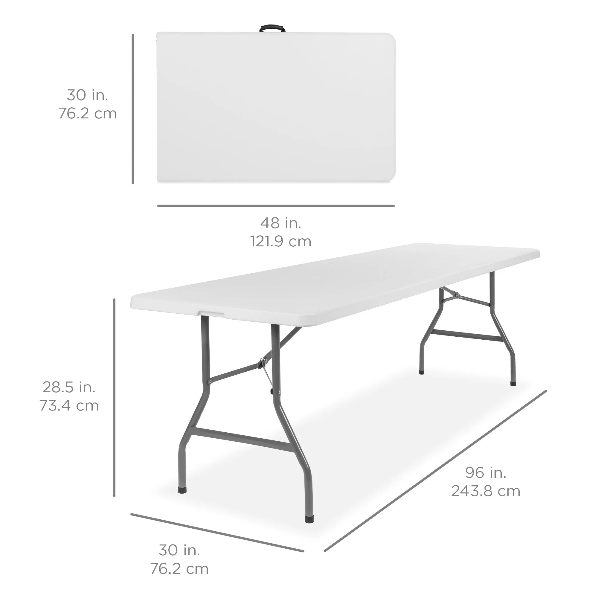 8ft Portable Folding Plastic Dining Table w/ Handle, Lock