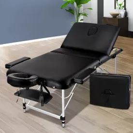 Adjustable 3-Fold Portable Massage Table, 75cm, Black - Zenses