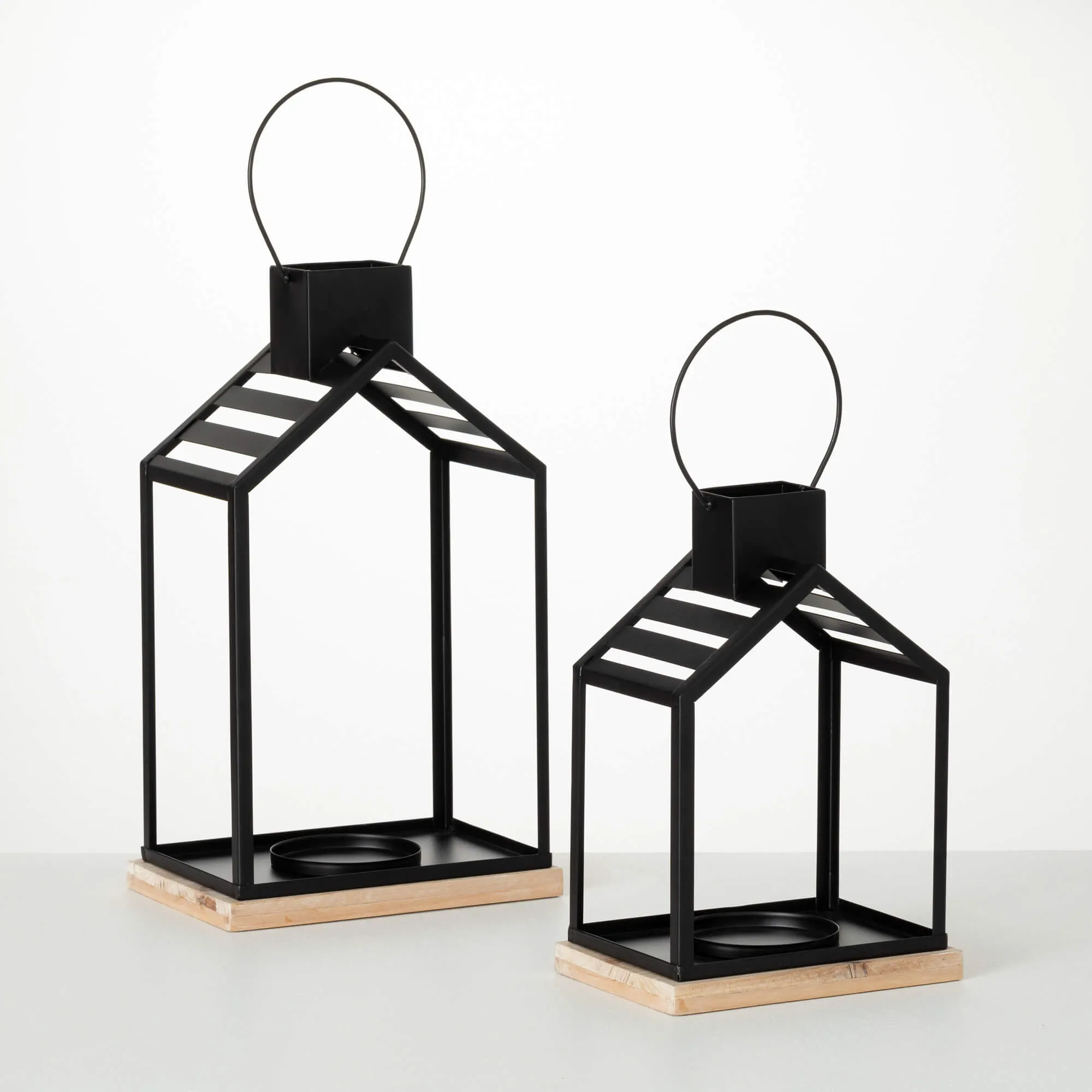 Black Metal Modern Lantern Set