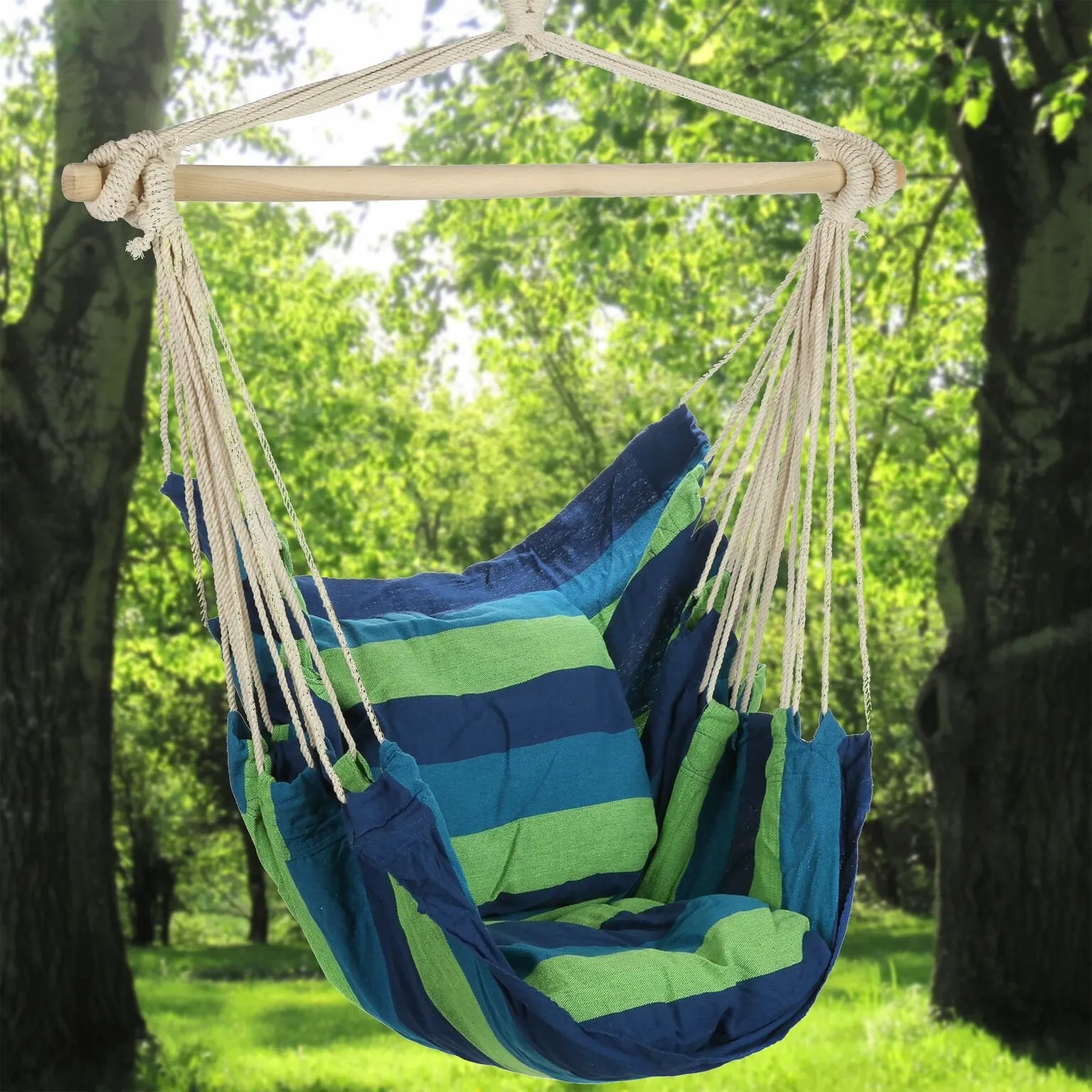 Blue & Green Hanging Hammock Chair - ARAD