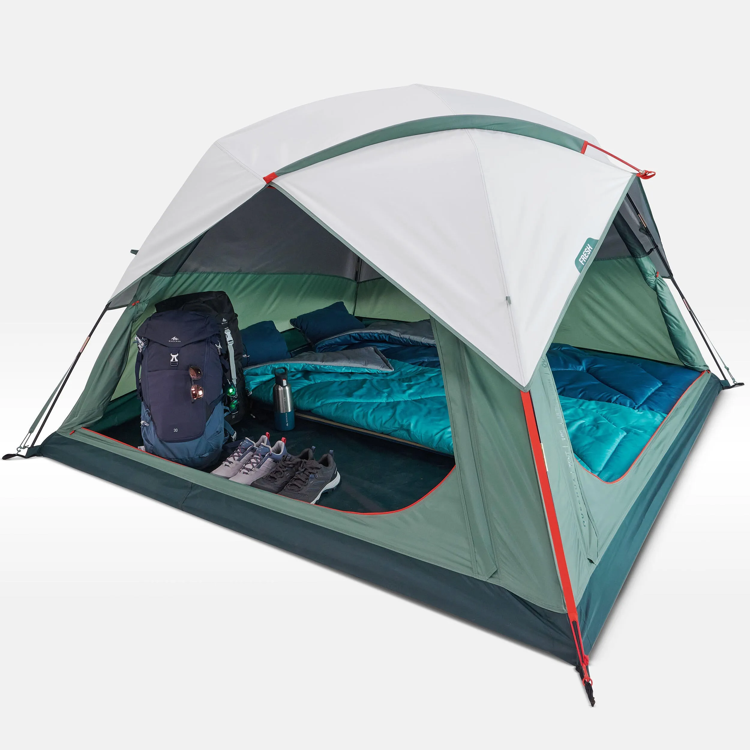 Camping tent 3-person Quechua Ultrafresh MH100, green