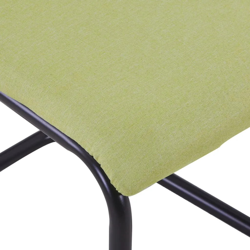 Cantilever Dining Chairs 6 pcs Green Fabric