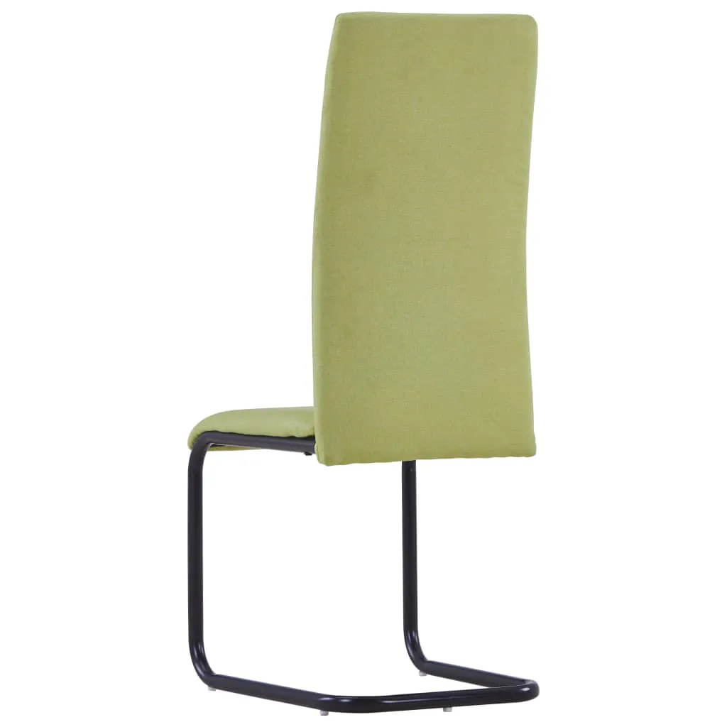 Cantilever Dining Chairs 6 pcs Green Fabric