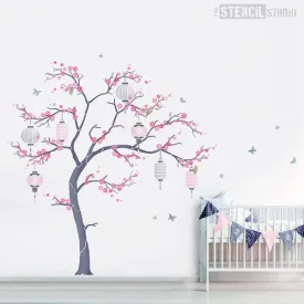 Cherry Blossom Nursery Tree Stencil Pack