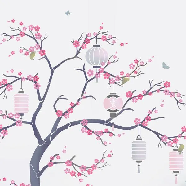 Cherry Blossom Nursery Tree Stencil Pack