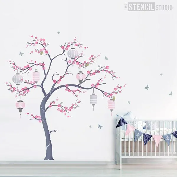 Cherry Blossom Nursery Tree Stencil Pack