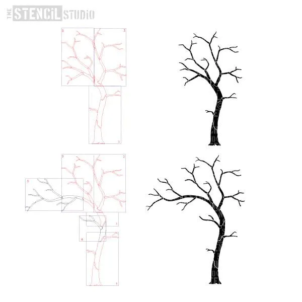 Cherry Blossom Nursery Tree Stencil Pack