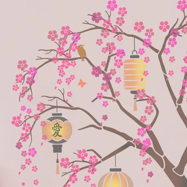 Cherry Blossom Nursery Tree Stencil Pack