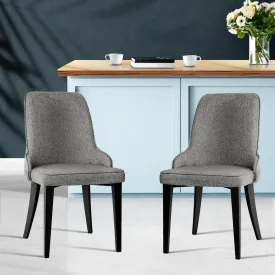 Comfortable High Back Linen Fabric Dining Chairs Set of 2 - Artiss