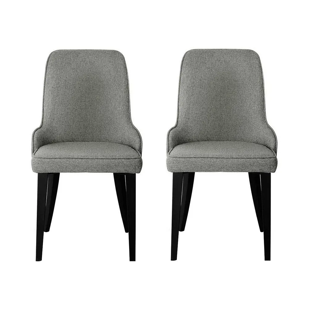 Comfortable High Back Linen Fabric Dining Chairs Set of 2 - Artiss