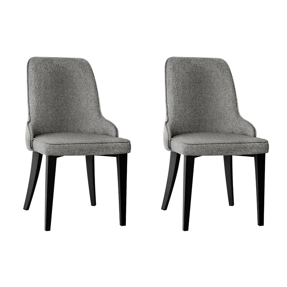 Comfortable High Back Linen Fabric Dining Chairs Set of 2 - Artiss