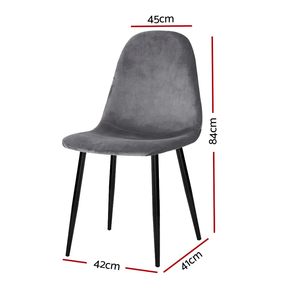 Dark Grey Velvet Dining Chairs Set of 4, Iron Legs - Artiss