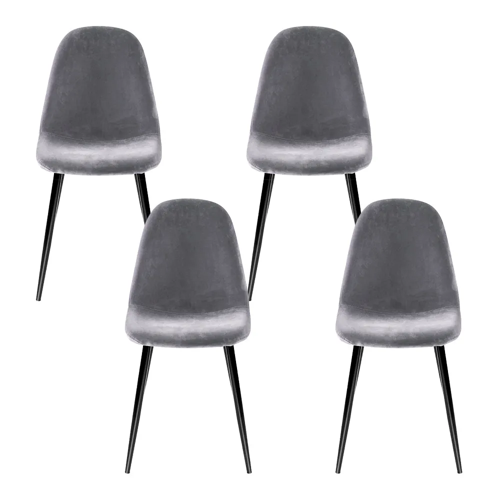 Dark Grey Velvet Dining Chairs Set of 4, Iron Legs - Artiss