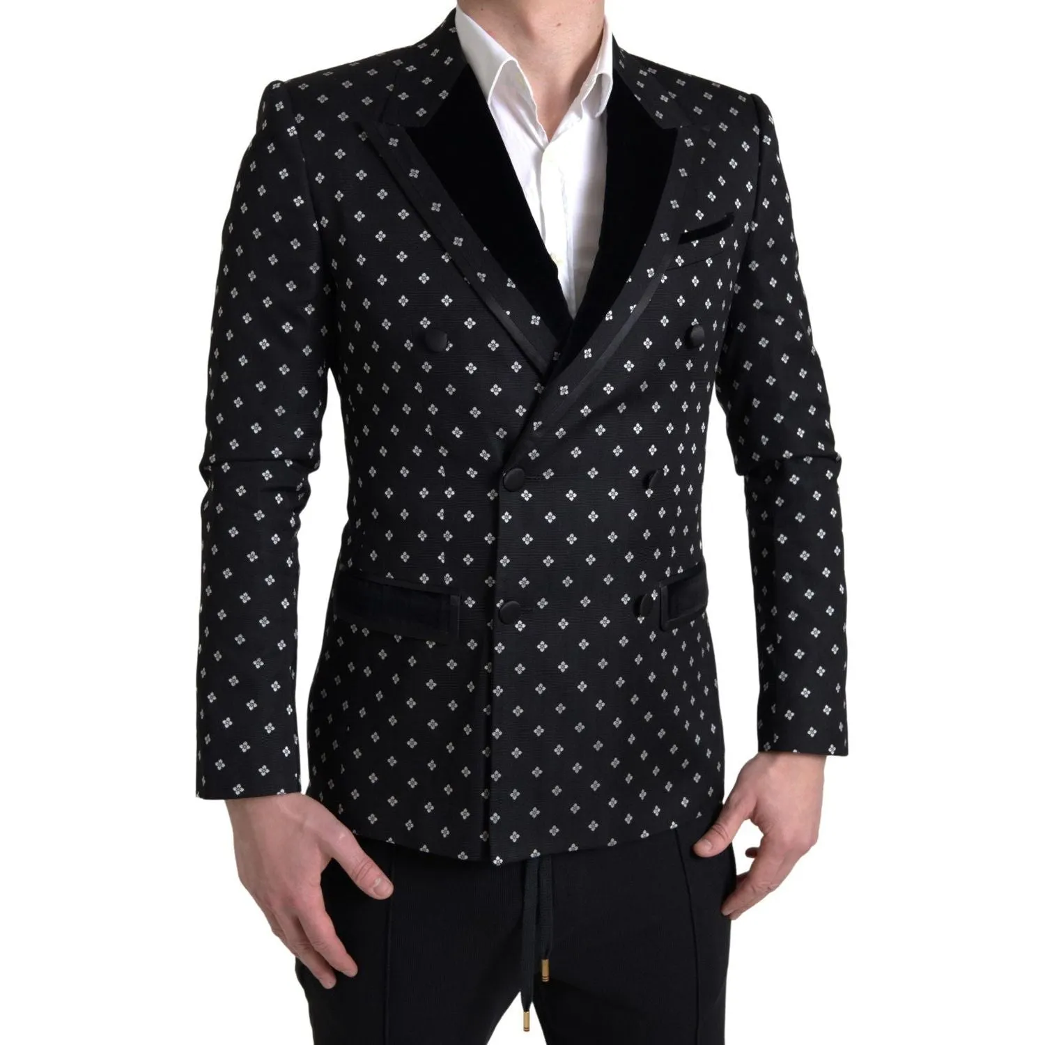 Dolce & Gabbana Elegant Geometric Patterned Slim Blazer