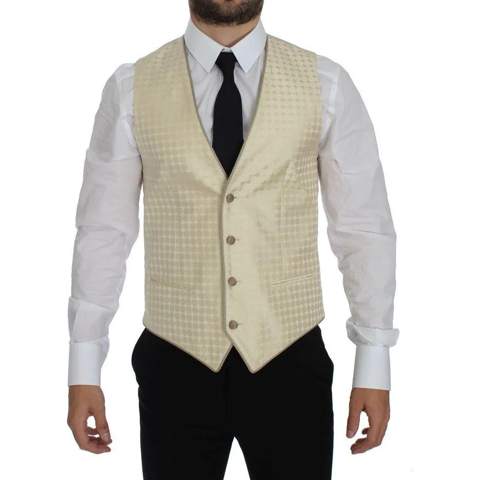 Dolce & Gabbana Sophisticated Beige Polka Dotted Blazer & Vest