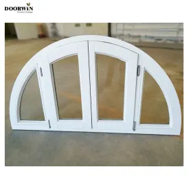 Doorwin 2021Top grade American Arch Round style Grills Design Solid wood bright white color casement windows