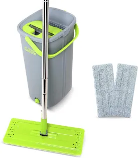 EasyGleam Mop and Bucket Set. Microfiber Flat Mop with Stainless Steel Handle, Innovative