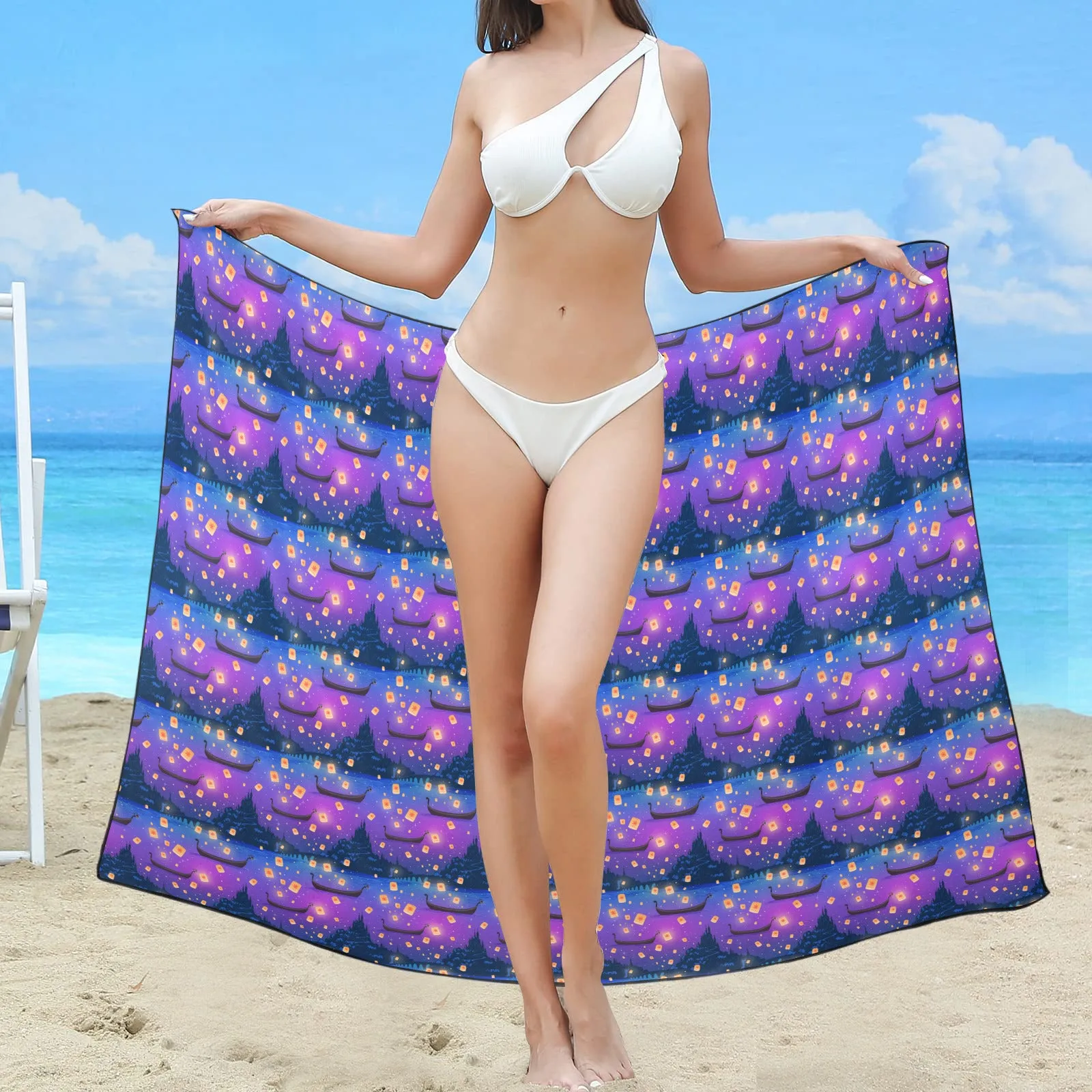 Floating Lanterns Long Beach Sarong Wrap