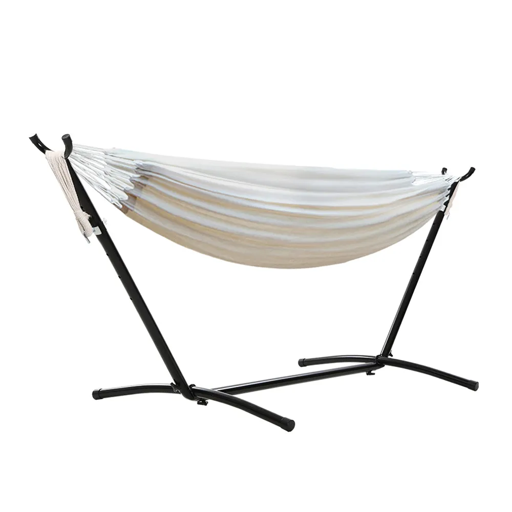 Gardeon Camping Hammock With Stand Cotton Rope Lounge Hammocks Outdoor Swing Bed