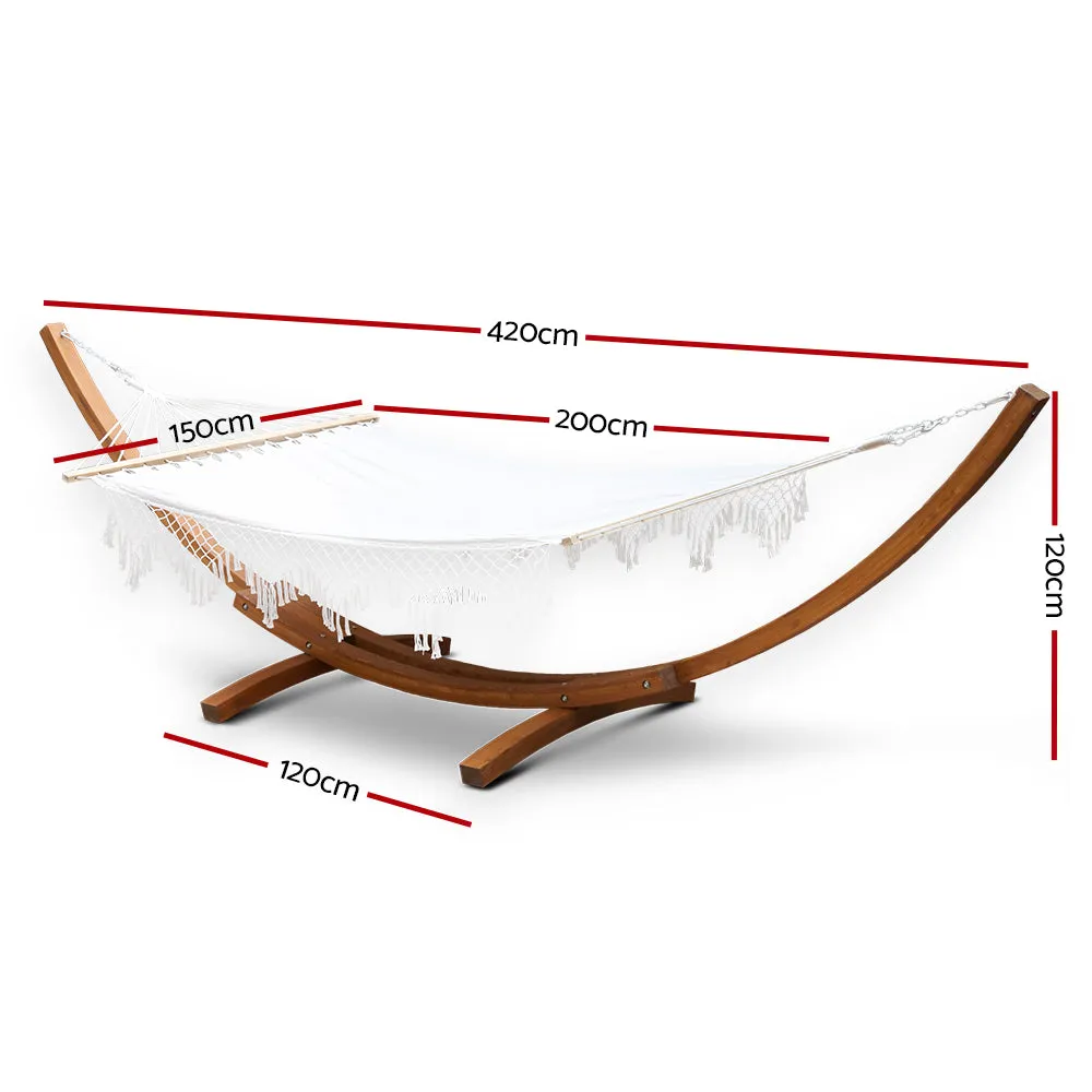 Gardeon Double Tassel Hammock with Wooden Hammock Stand