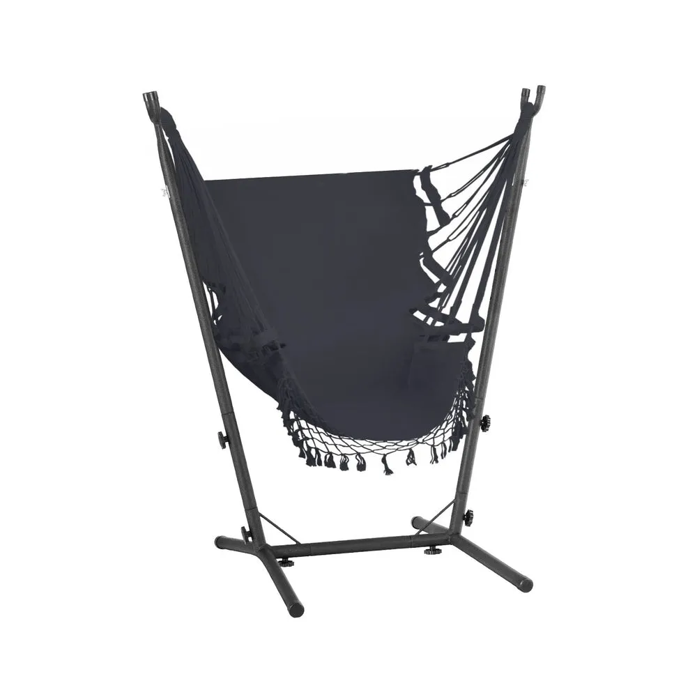 Gardeon Hammock Chair Outdoor Camping Hanging with Stand Grey