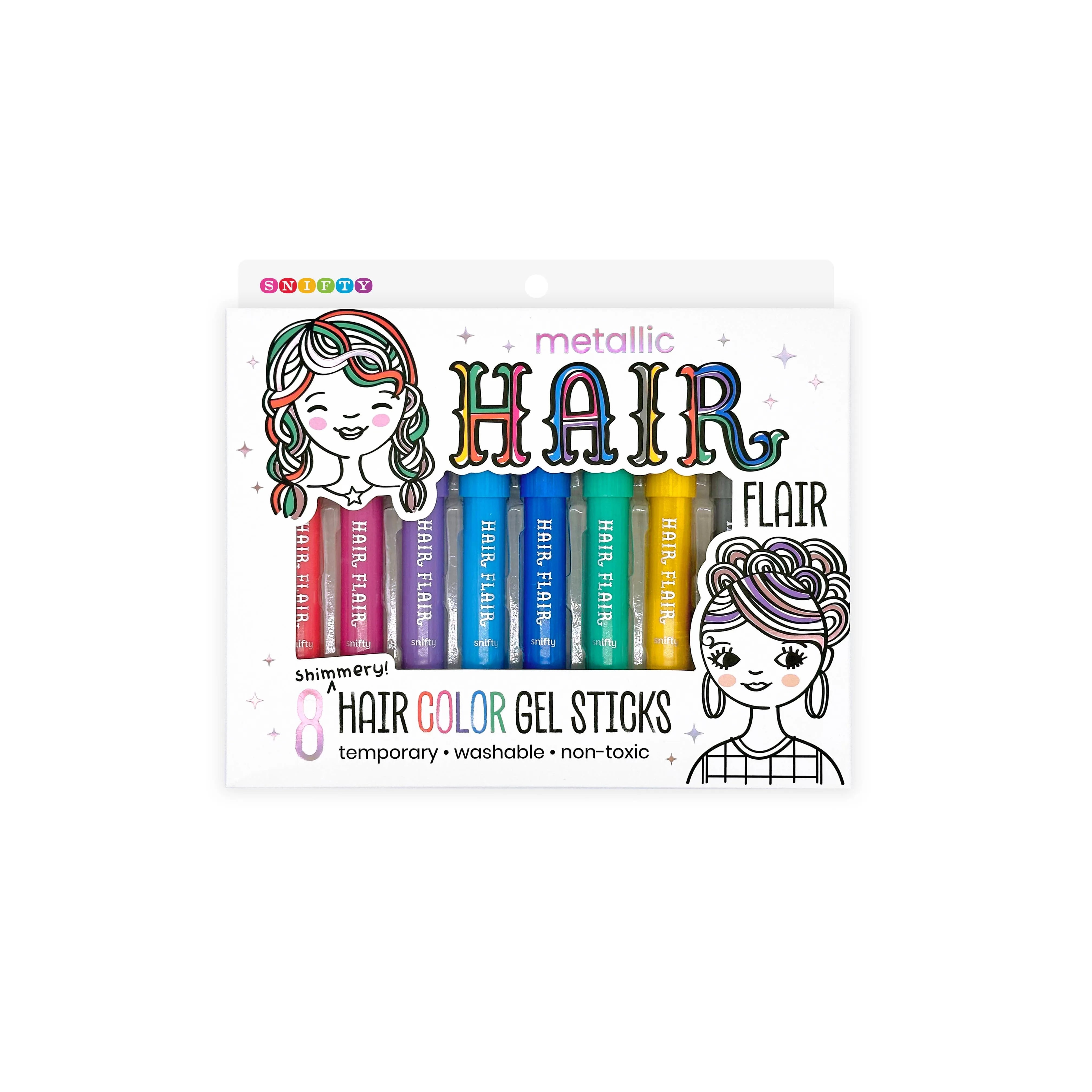 Hair Flair Metallic Shimmery Hair Color Gel Sticks Set of 8