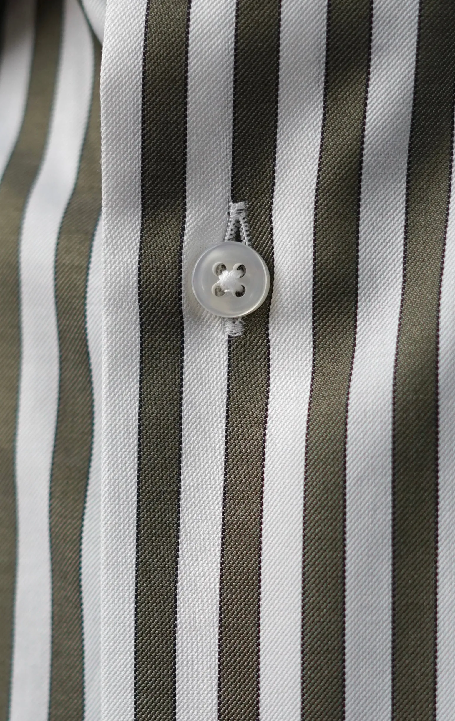 Khaki Striped Twill Dress Shirt