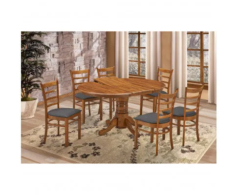 Linaria Dining Chair Set of 8 Crossback Solid Rubber Wood Fabric Seat - Walnut