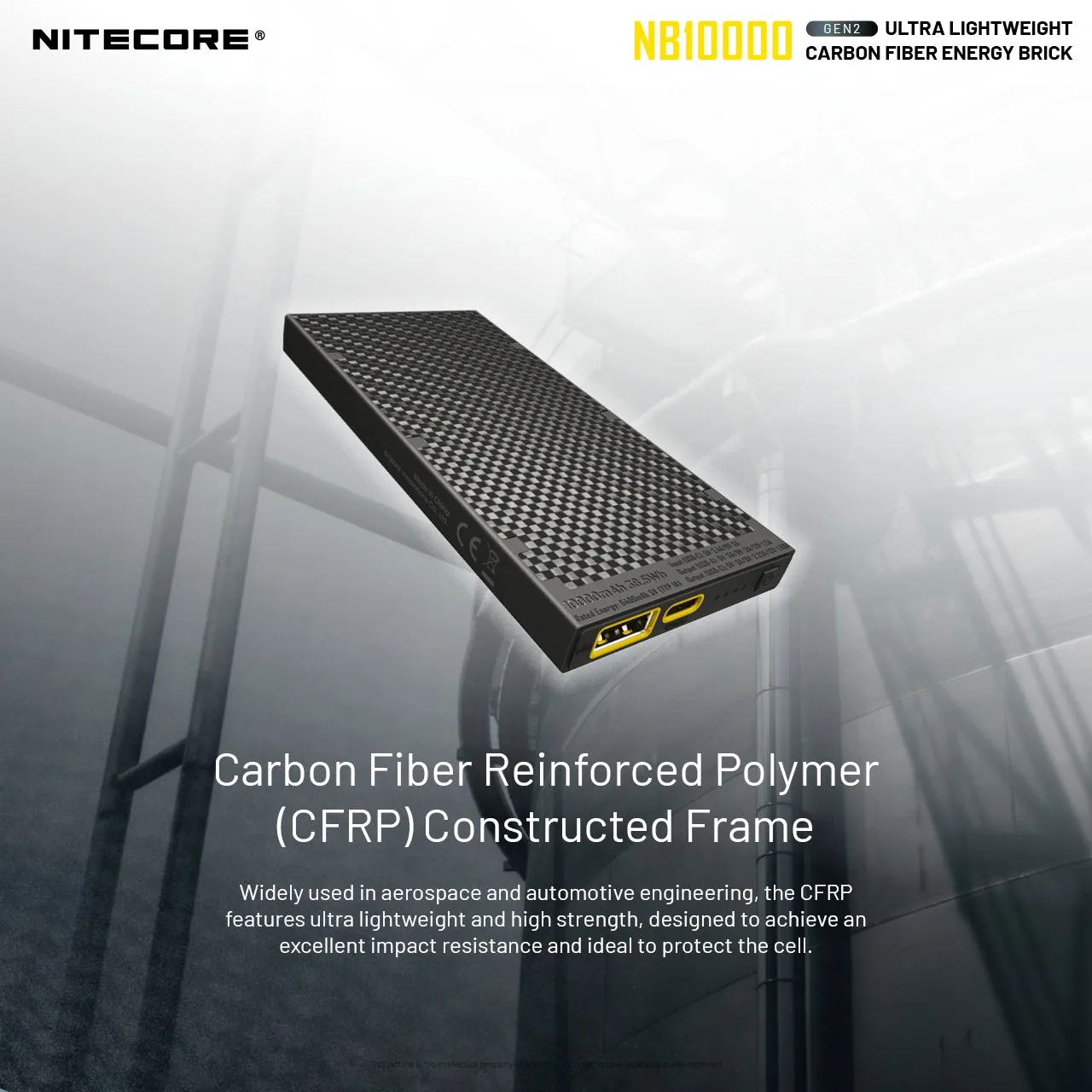 Nitecore NB10000 GEN2 Ultralight Carbon Fiber Energy Brick 10,000 mAh Mobile Power Bank