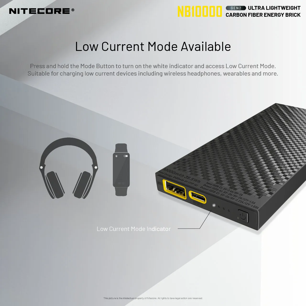 Nitecore NB10000 GEN2 Ultralight Carbon Fiber Energy Brick 10,000 mAh Mobile Power Bank