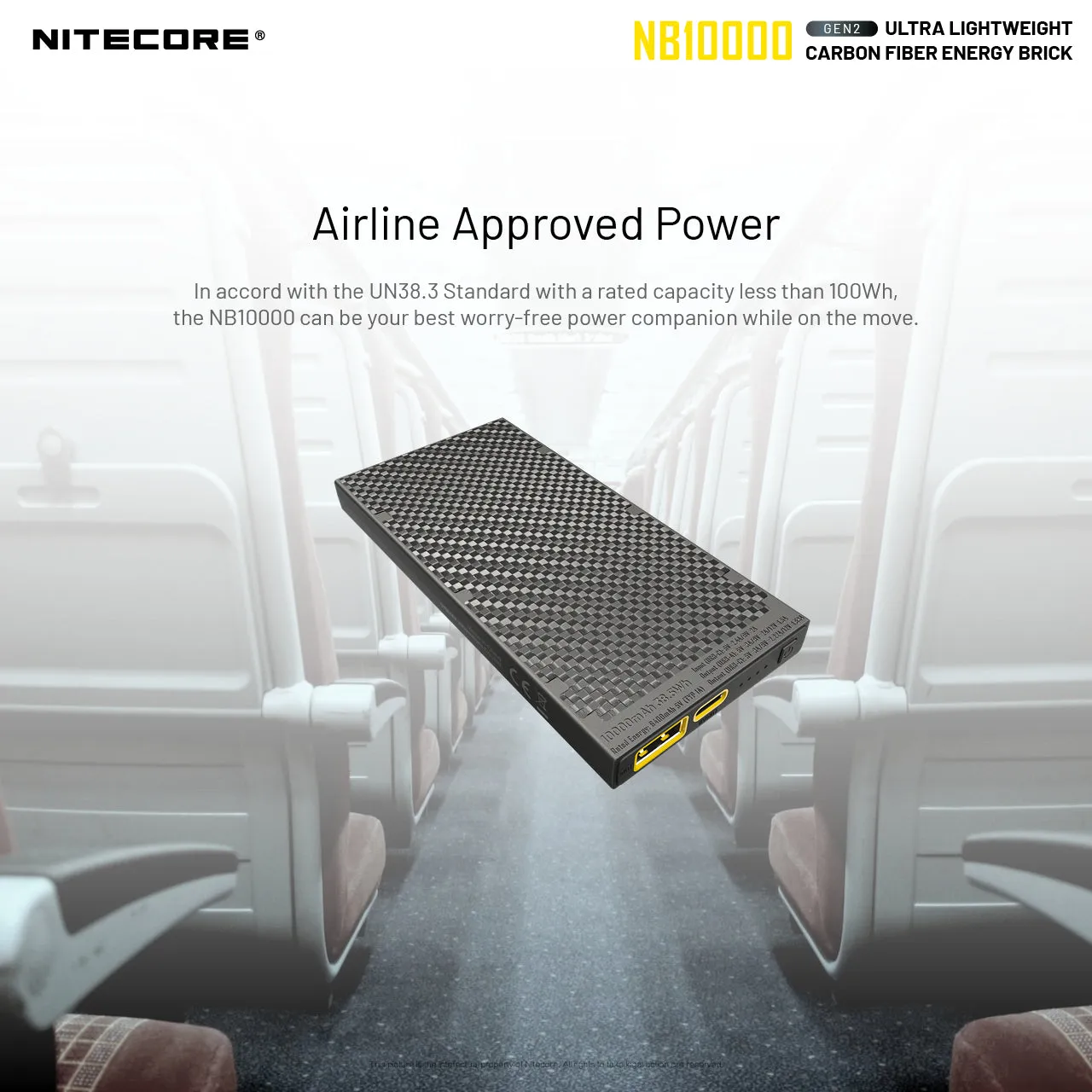 Nitecore NB10000 GEN2 Ultralight Carbon Fiber Energy Brick 10,000 mAh Mobile Power Bank