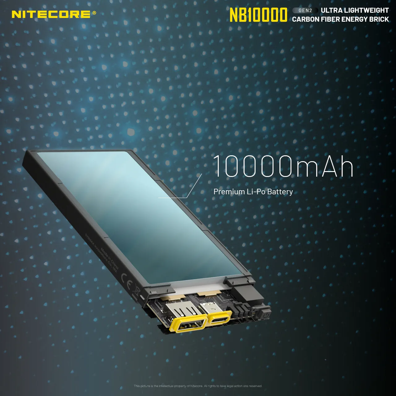 Nitecore NB10000 GEN2 Ultralight Carbon Fiber Energy Brick 10,000 mAh Mobile Power Bank