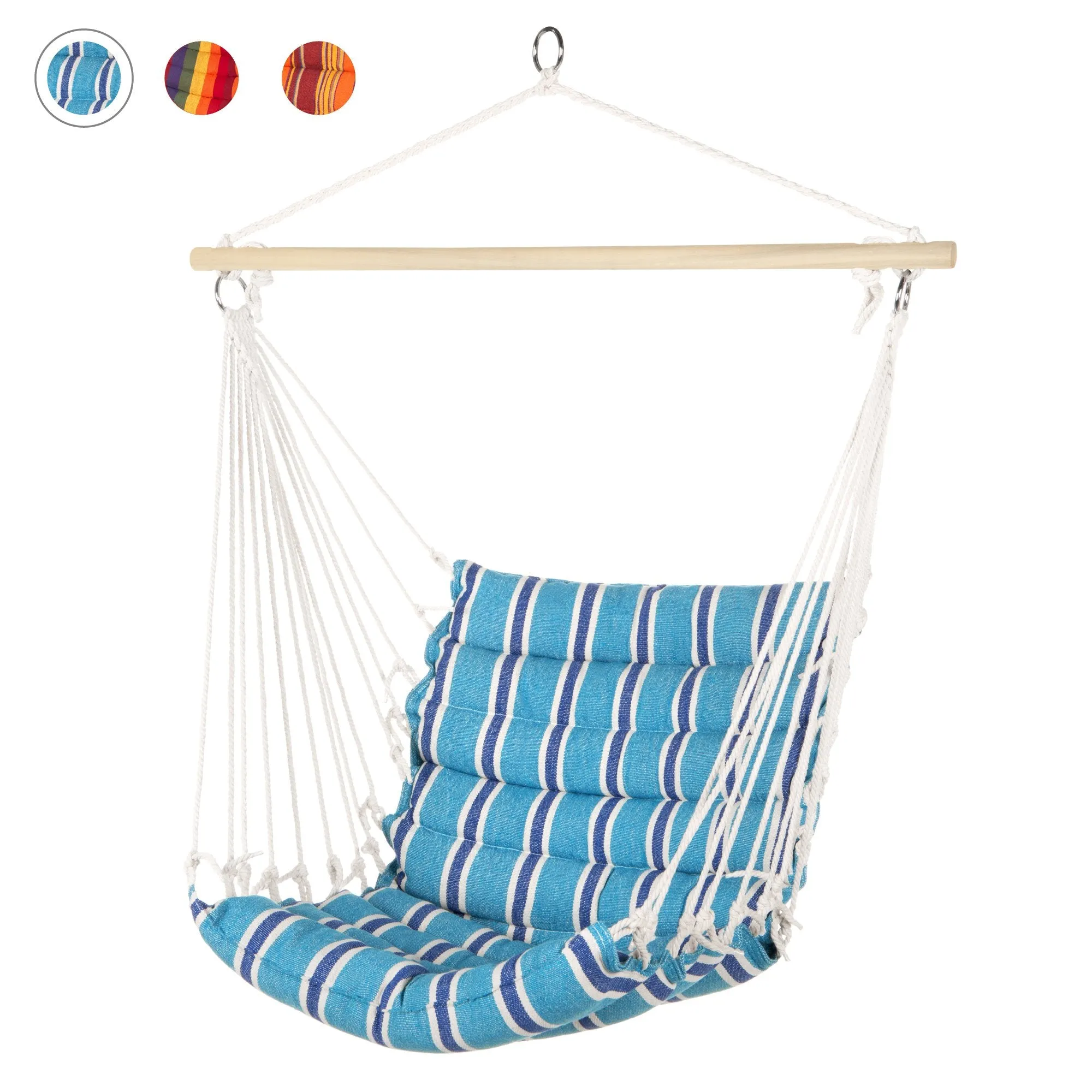 Padded Indoor/Outdoor Cotton Hammock Chair w/ 40in Spreader Bar