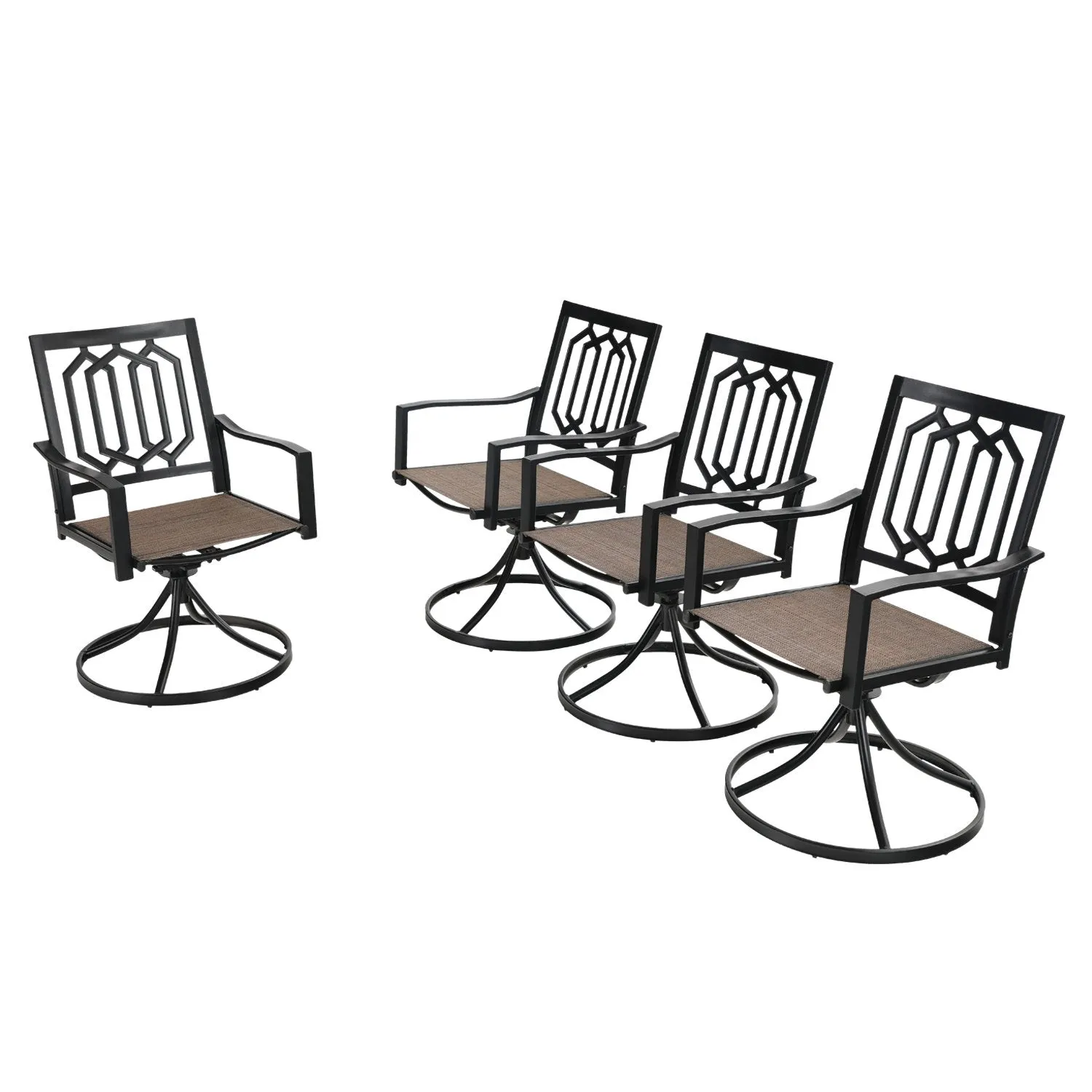 PHI VILLA Patio Outdoor Swivel Rocker Steel Dining Chair