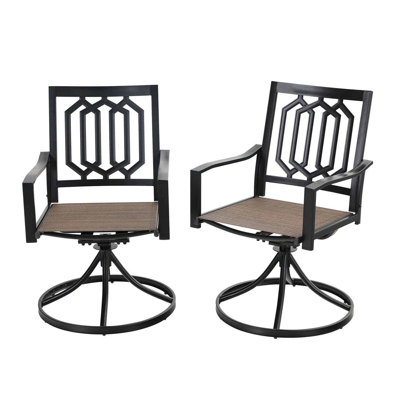 PHI VILLA Patio Outdoor Swivel Rocker Steel Dining Chair