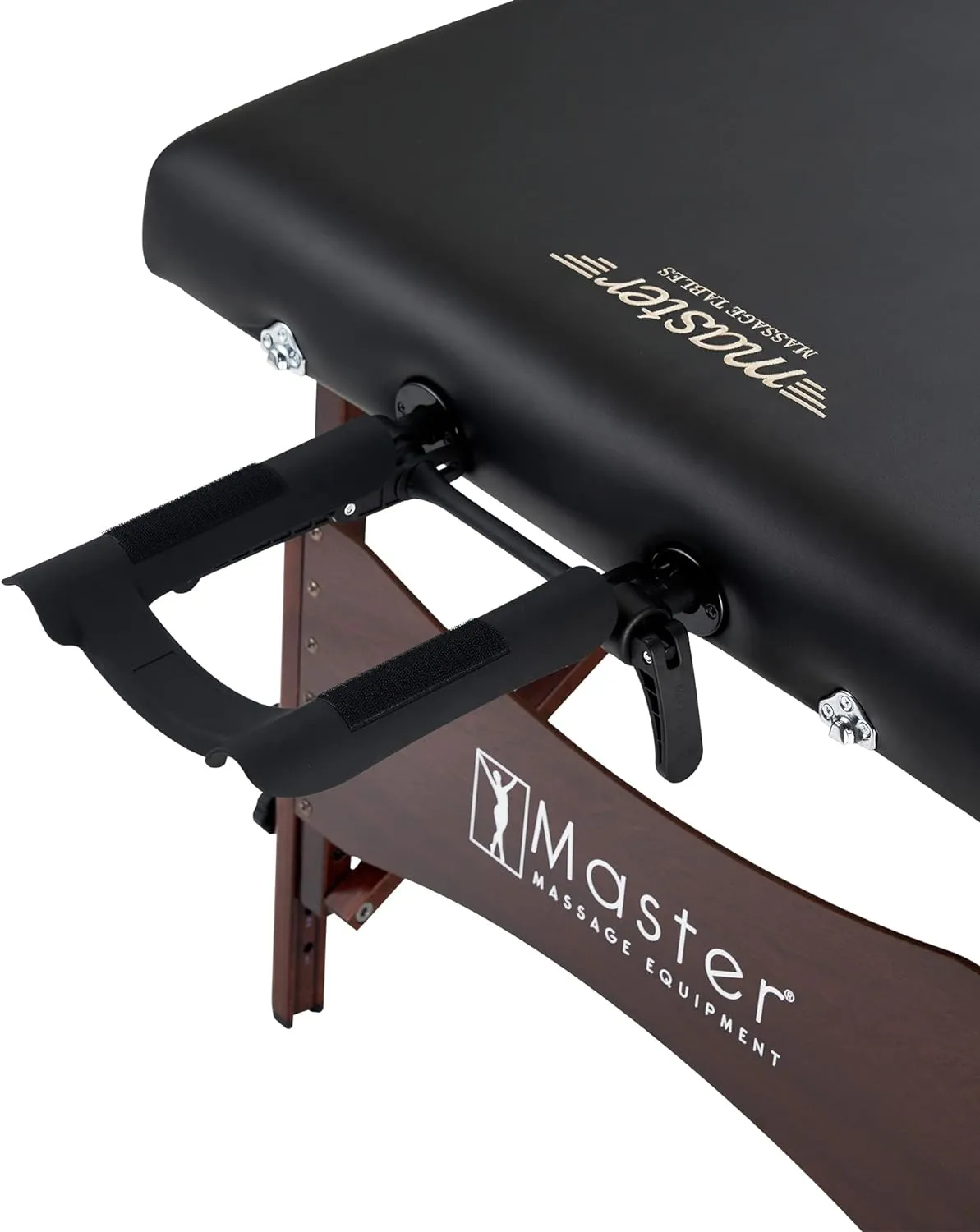 Portable Massage Table with Denser 2.5" Cushion - Walnut Stained Hardwood, Steel Support Cables, Pillows & Accessories, Black 30 Inches