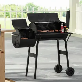 Portable Stainless Steel Charcoal Barbecue Grill Cart with 2 Grills