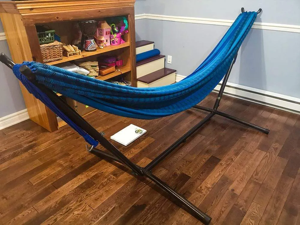 Premium Brazilian Style Double Hammock with Universal Stand