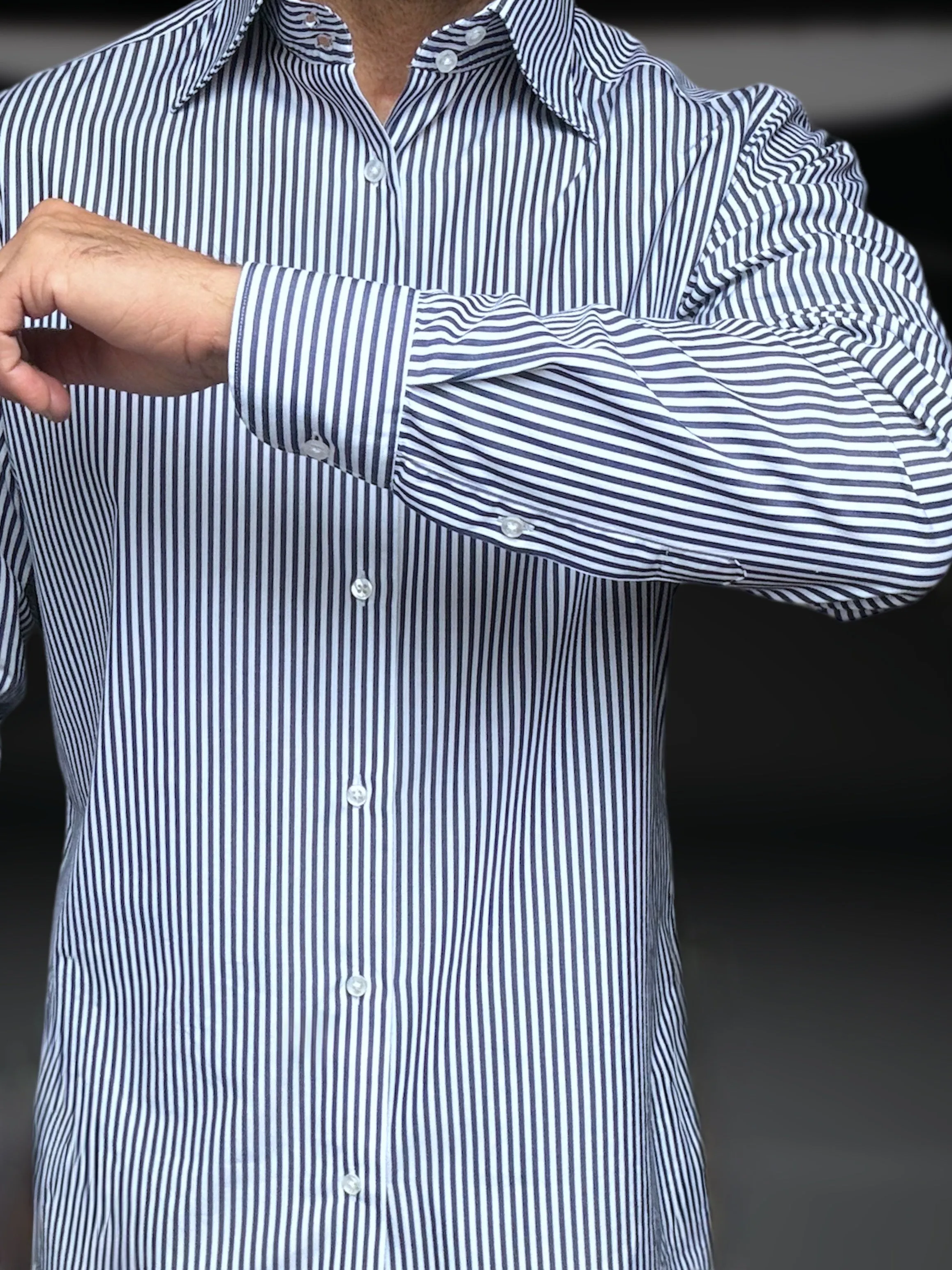 Ramona Blue Pinpoint Cotton Dress Shirt