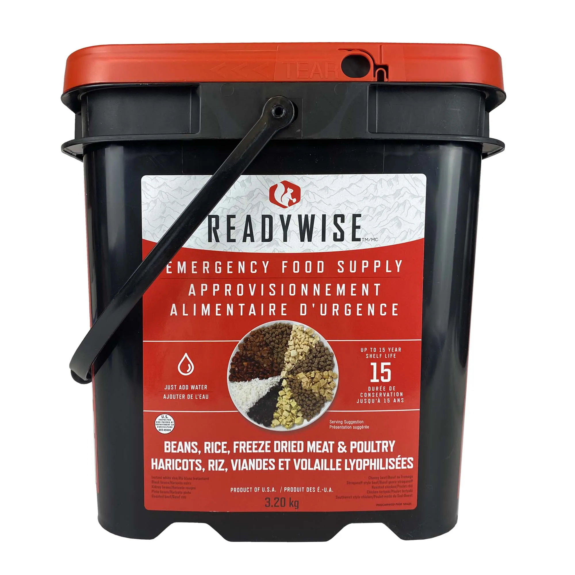 ReadyWise Emergency Freeze Dried Meats and Beans   Rice Bucket