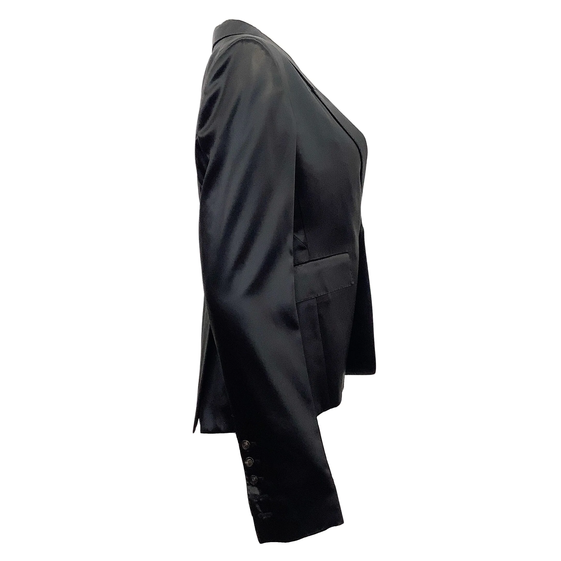 Rick Owens Black Satin One Button Blazer