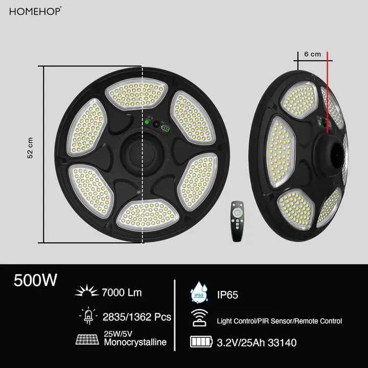 Solar Powered UFO 500W Street Light With Motion Sensor Automatic Waterproof Light For Outdoor Purpose