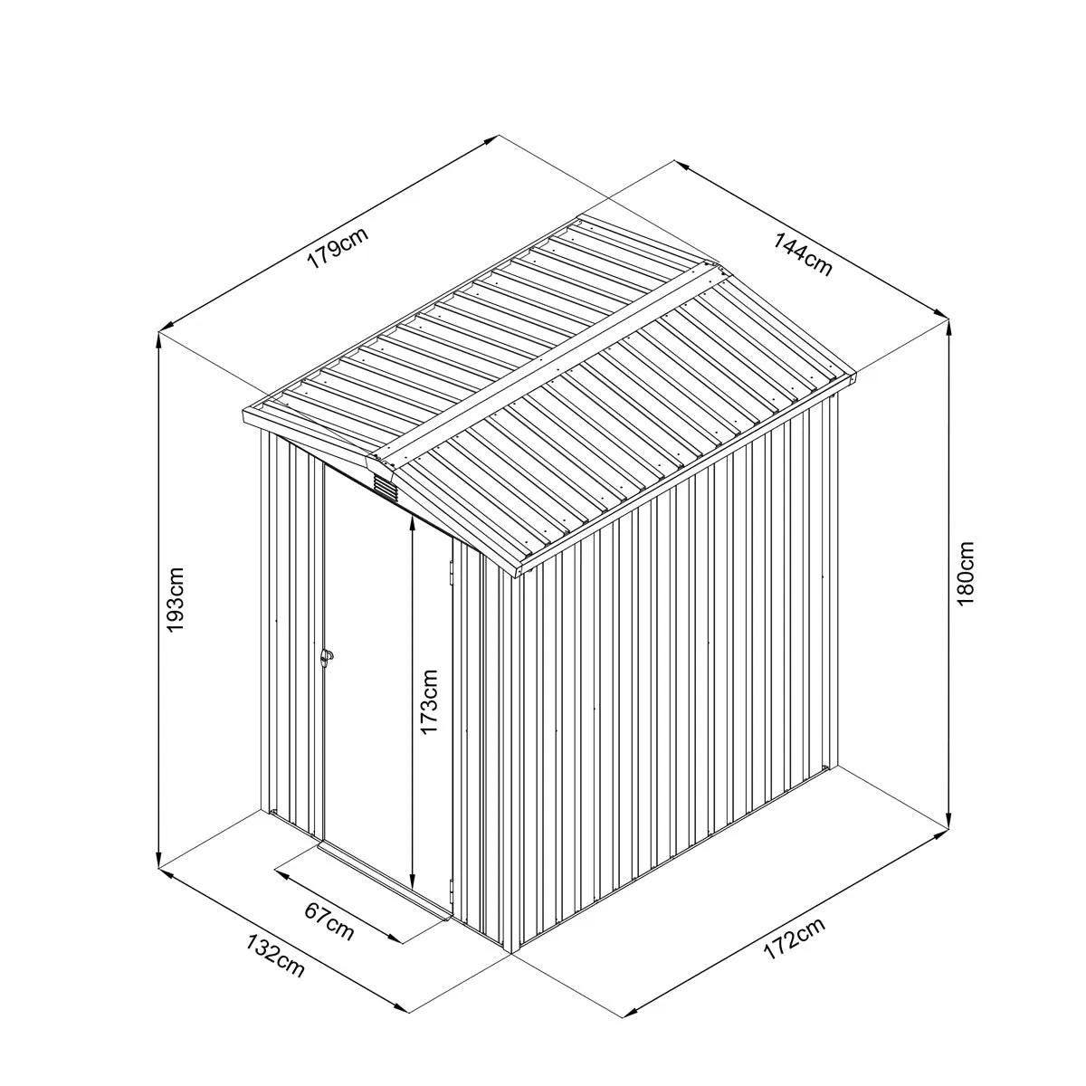 TMG Industrial 5 x 6 FT Apex Roof Metal Shed Pro Series, Galvanized corrugated metal, Apex roof design, Two air vents,  TMG-MS0506