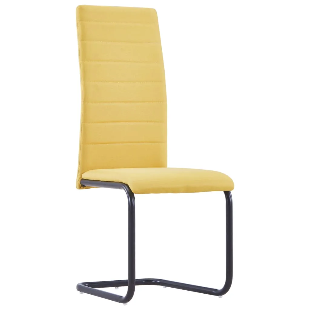 vidaXL Cantilever Dining Chairs 2 pcs Yellow Fabric